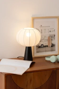 Lampka nocna TOBIE z bawełnianym abażurem, Ø 25 cm