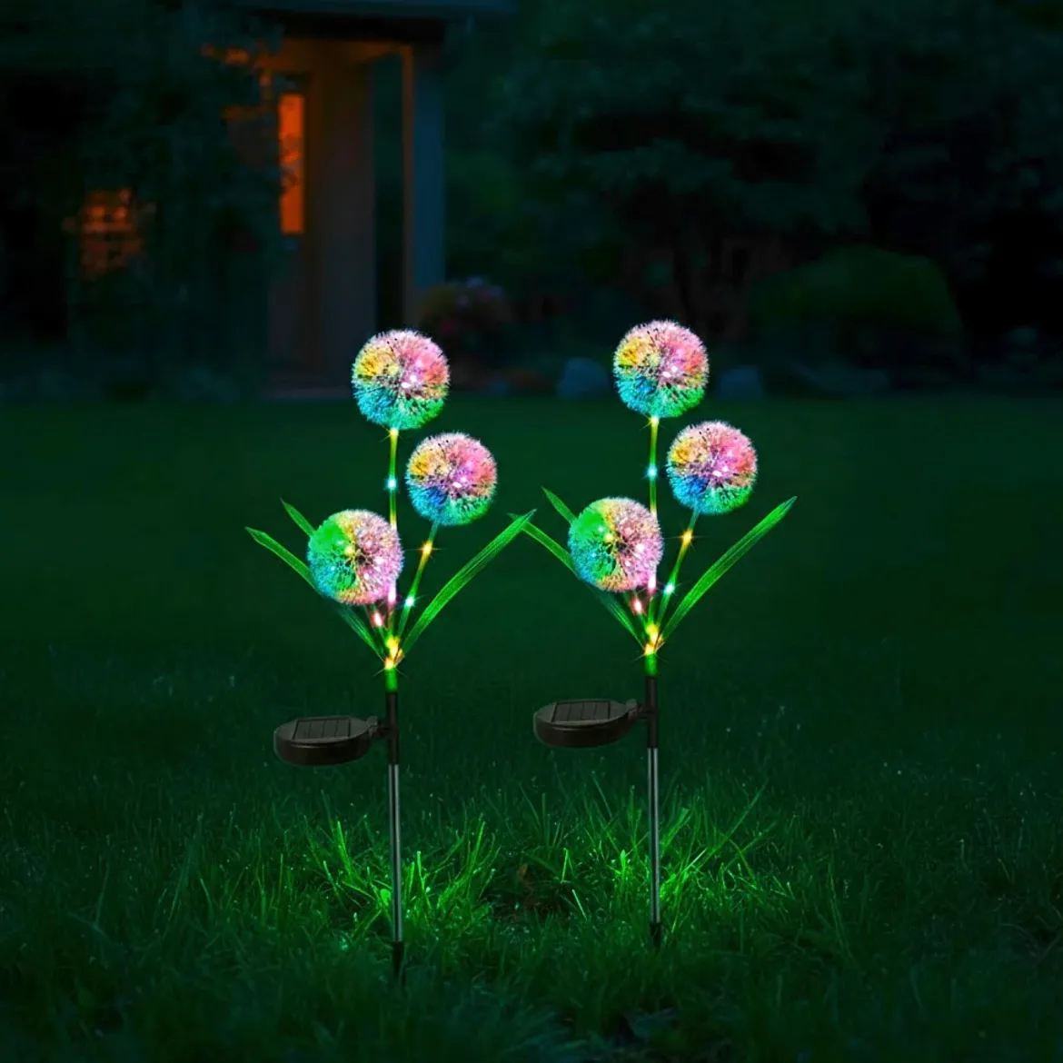 Lampki ogrodowe solarne, dmuchawce LED, 2 sztuki, 75 cm