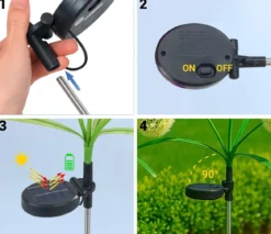 Lampki ogrodowe solarne, dmuchawce LED, 2 sztuki, 75 cm