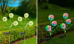 Lampki ogrodowe solarne, dmuchawce LED, 2 sztuki, 75 cm