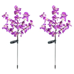 Lampki ogrodowe solarne, storczyki LED, zestaw 2 sztuki, 75 cm