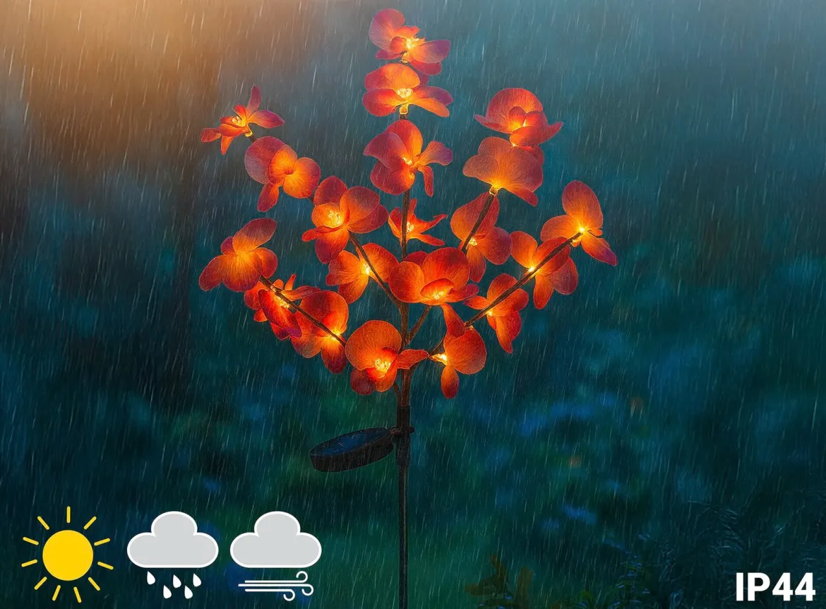 Lampki ogrodowe solarne, storczyki LED, zestaw 2 sztuki, 75 cm