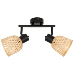 Lampy sufitowe LIO 2 klosze z plecionego bambusa, 2 x Ø 17 cm