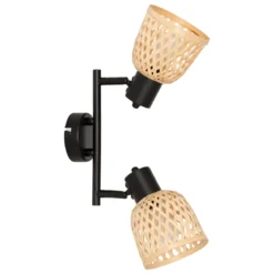 Lampy sufitowe LIO 2 klosze z plecionego bambusa, 2 x Ø 17 cm