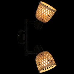 Lampy sufitowe LIO 2 klosze z plecionego bambusa, 2 x Ø 17 cm