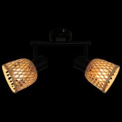 Lampy sufitowe LIO 2 klosze z plecionego bambusa, 2 x Ø 17 cm