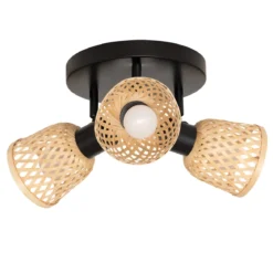 Lampy sufitowe LIO 3 klosze z plecionego bambusa, 3 x Ø 25 cm