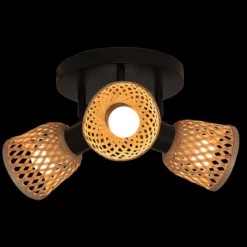 Lampy sufitowe LIO 3 klosze z plecionego bambusa, 3 x Ø 25 cm