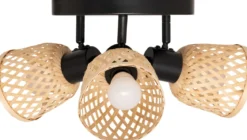 Lampy sufitowe LIO 3 klosze z plecionego bambusa, 3 x Ø 25 cm