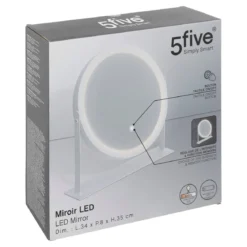 Lusterko kosmetyczne z podświetleniem LED, białe, Ø 34 cm