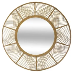 Lustro boho w bambusowej ramie INA, Ø 89 cm