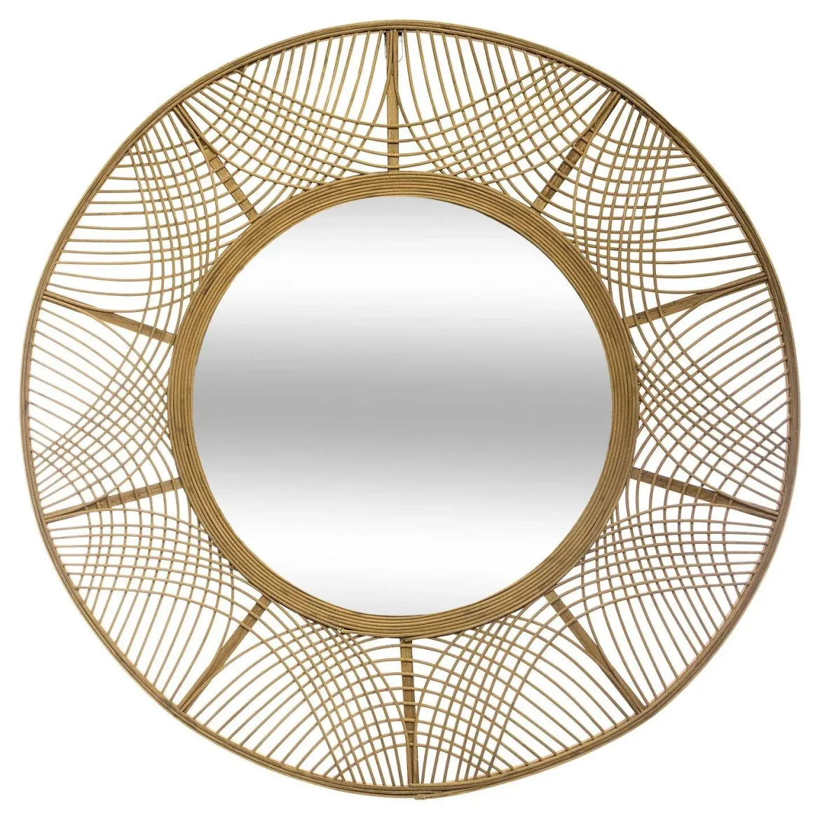 Lustro boho w bambusowej ramie INA, Ø 89 cm