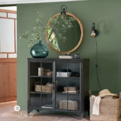 Lustro ścienne, okrągłe, dekoracyjne w oprawie MDF, Ø 74 cm