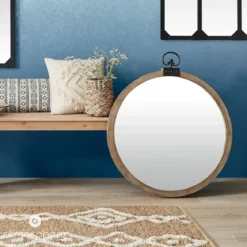 Lustro ścienne, okrągłe, dekoracyjne w oprawie MDF, Ø 74 cm