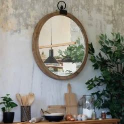 Lustro ścienne, okrągłe, dekoracyjne w oprawie MDF, Ø 74 cm