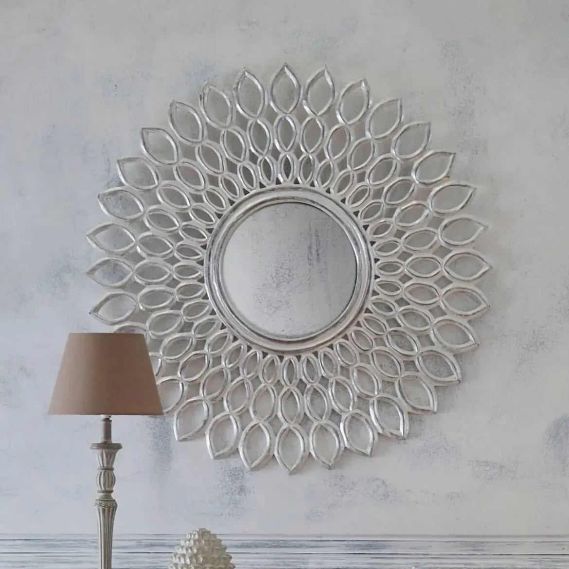 Lustro dekoracyjne FLOWER, Ø 90 cm, ozdobna rama