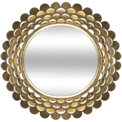Lustro glamour złote, metalowa rama, Ø 91 cm