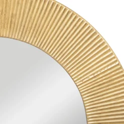 Lustro okrągłe Milda w złotej, metalowej ramie, Ø 90 cm