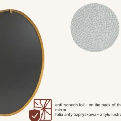 Lustro okrągłe NOOR, metalowa rama, Ø 80 cm