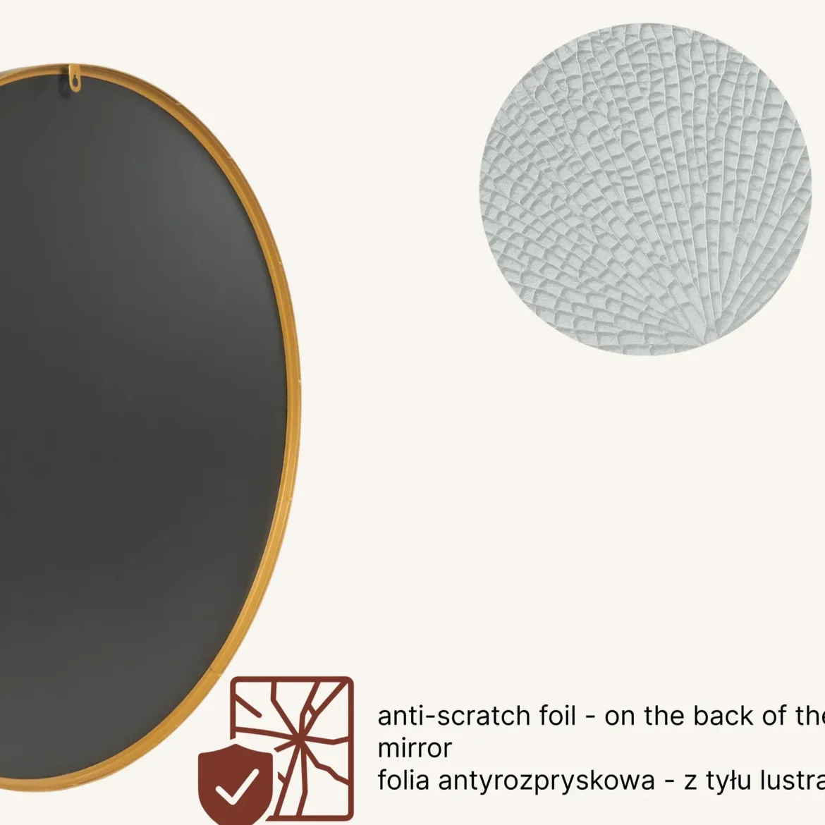 Lustro okrągłe NOOR, metalowa rama, Ø 80 cm
