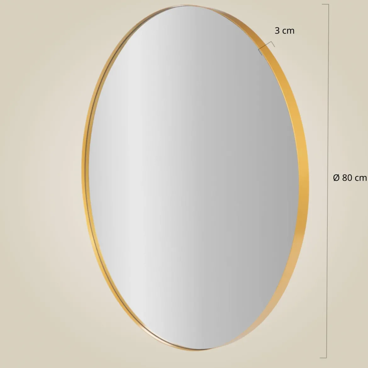 Lustro okrągłe NOOR, metalowa rama, Ø 80 cm