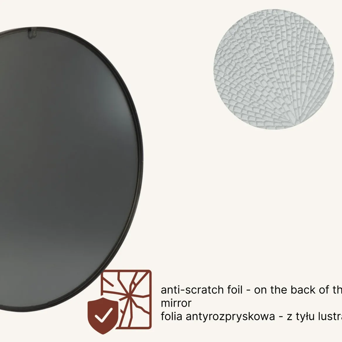 Lustro okrągłe NOOR, metalowa rama, Ø 80 cm