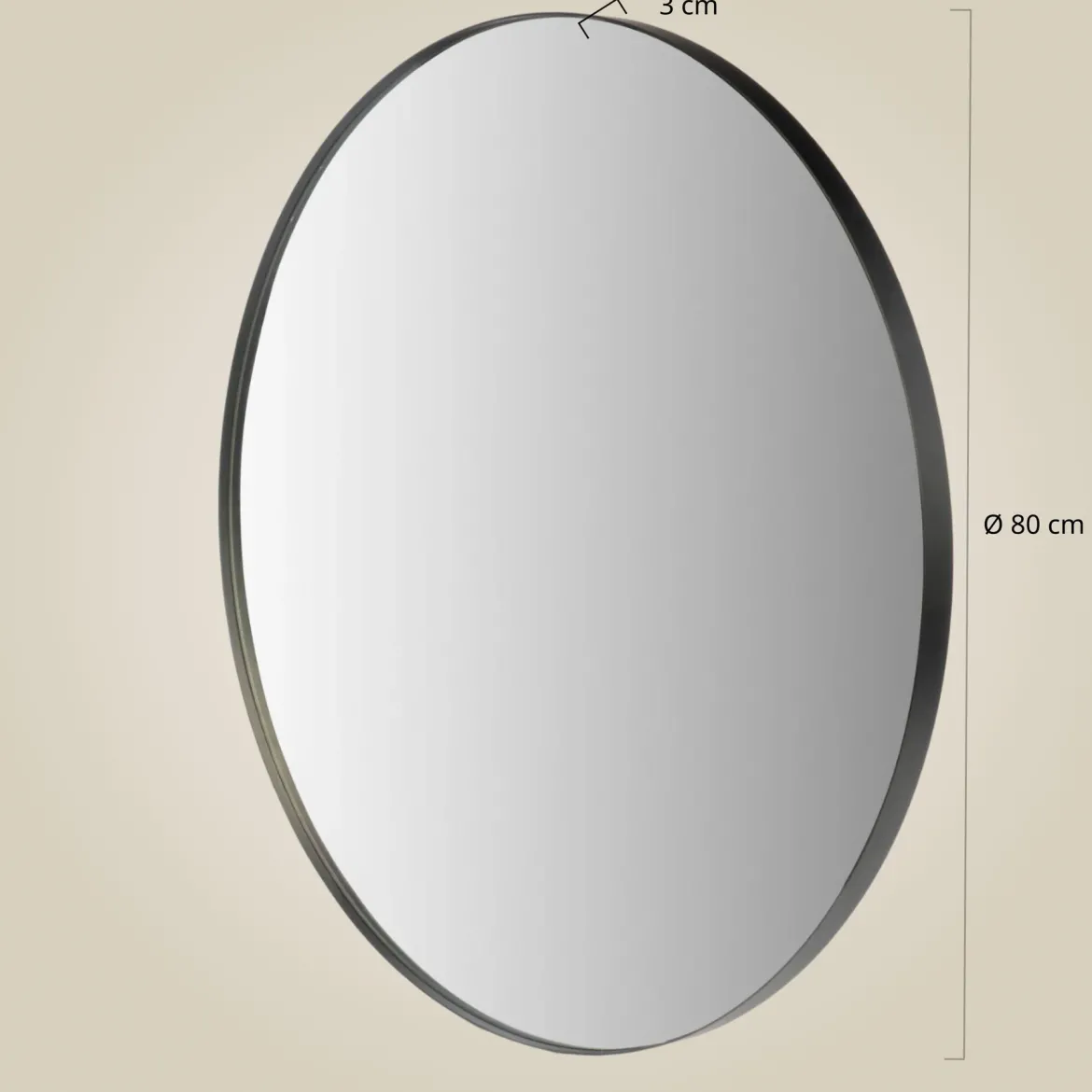 Lustro okrągłe NOOR, metalowa rama, Ø 80 cm