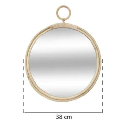 Lustro w oprawie z wikliny, Ø 38 cm, okrągłe