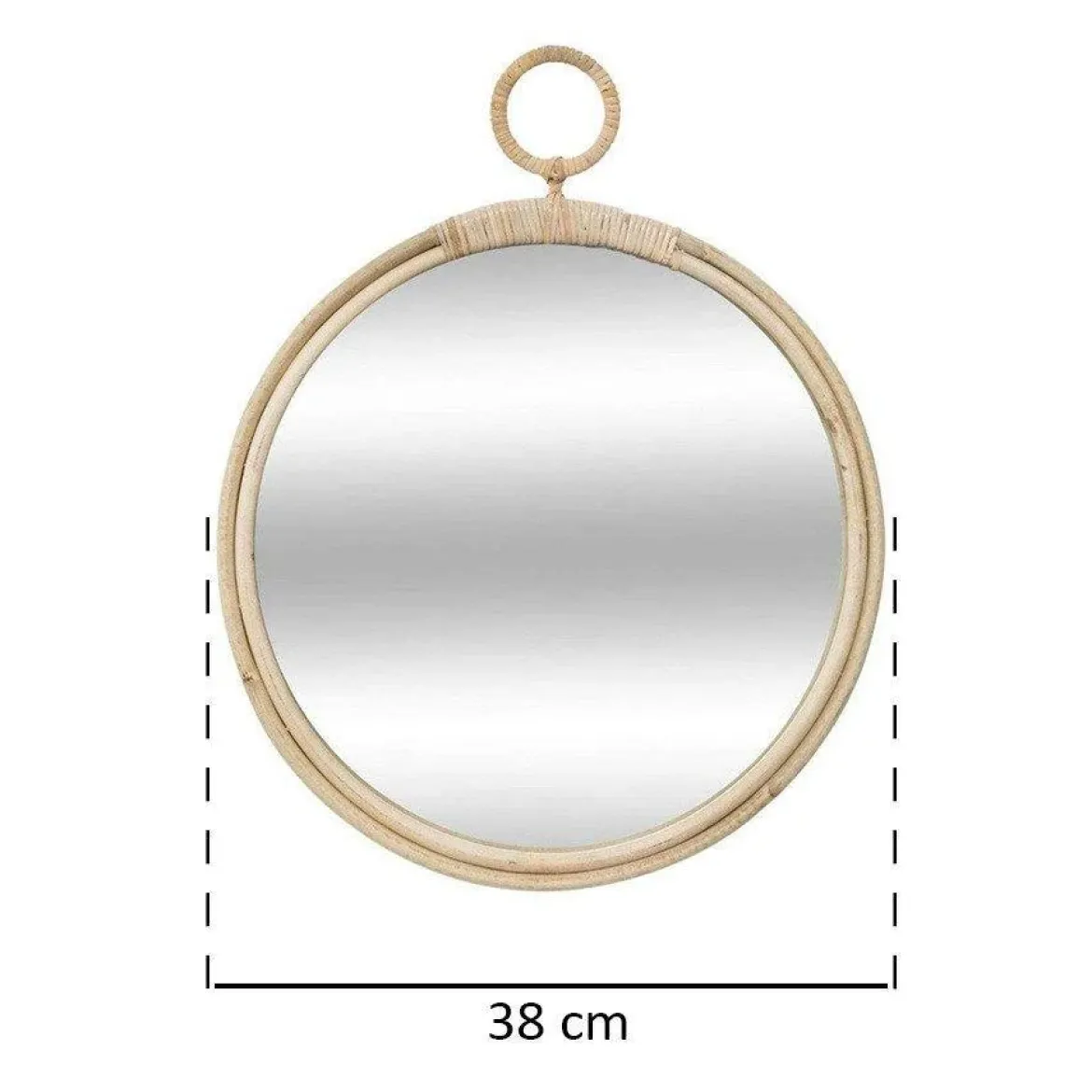 Lustro w oprawie z wikliny, Ø 38 cm, okrągłe