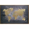 Mapa świata ścienna, dekoracja wisząca na ścianę, płótno w ramce, 58 x 88 cm