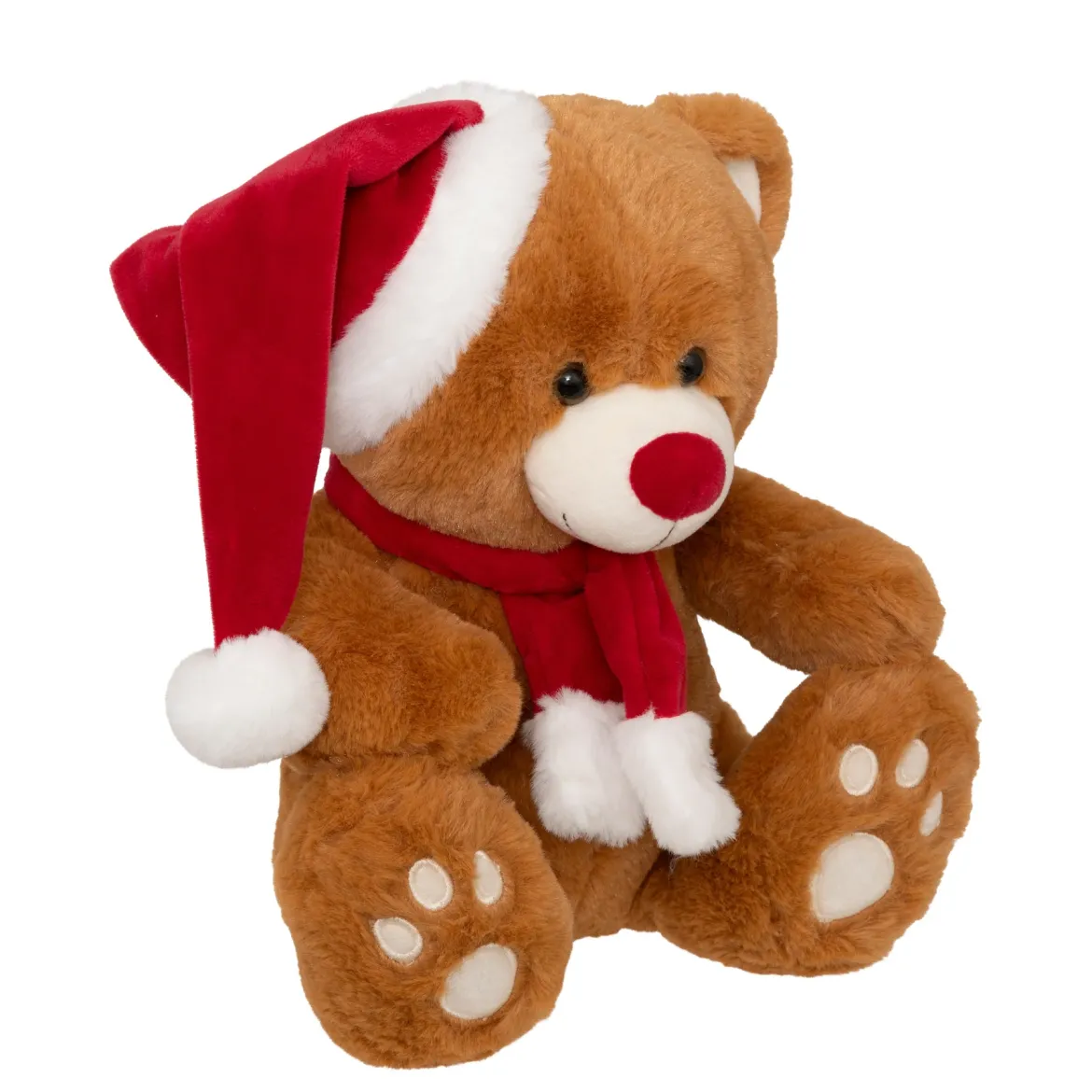 Maskotka miś z czapką Świętego Mikołaja, 34 cm