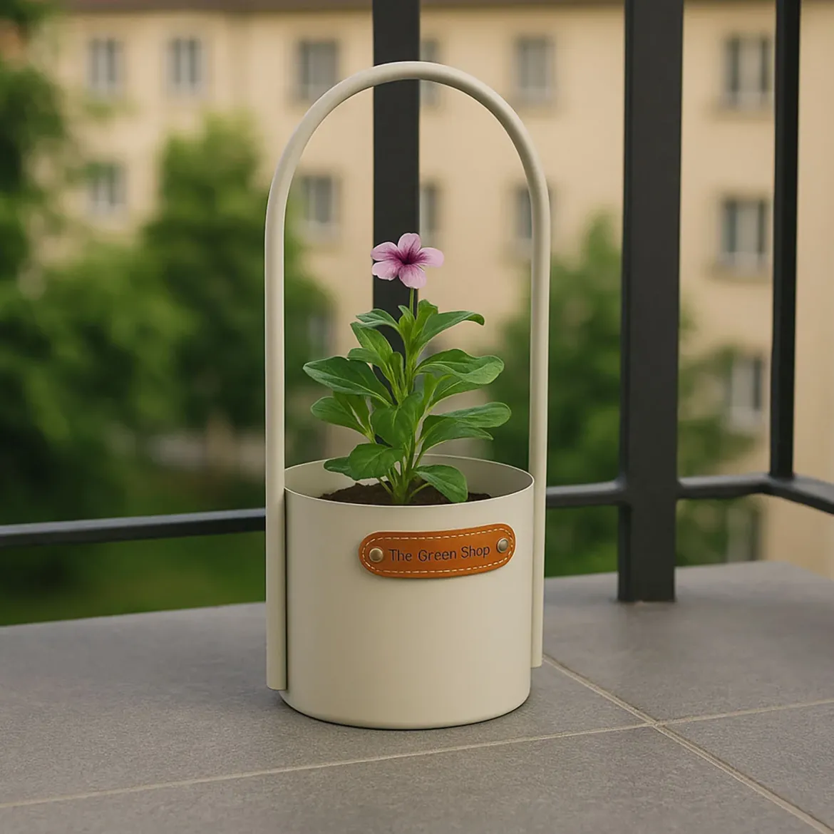 Metalowa doniczka z rączką, Ø 13 x 30 cm