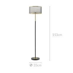 Metalowa lampa podłogowa, czarna, 153 cm