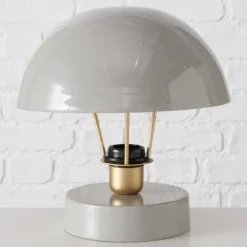 Metalowa lampka stołowa Clover, szary klosz, Ø 25 cm