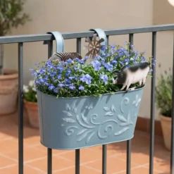 Metalowa osłonka na doniczkę RANCH z motywem zwierząt gospodarskich, 34 cm