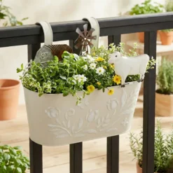 Metalowa osłonka na doniczkę RANCH z motywem zwierząt gospodarskich, 34 cm