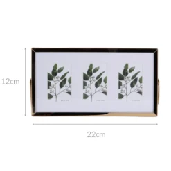Metalowa ramka stojąca na trzy zdjęcia, passe-partout, 22 x 12 x 1 cm
