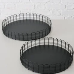 Metalowe tace WEIRY, 2 sz. Ø 25-31 cm