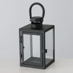 Metalowy lampion ze szklaną szybą, dwa rozmiary, ARANA