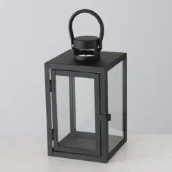 Metalowy lampion ze szklaną szybą, dwa rozmiary, ARANA