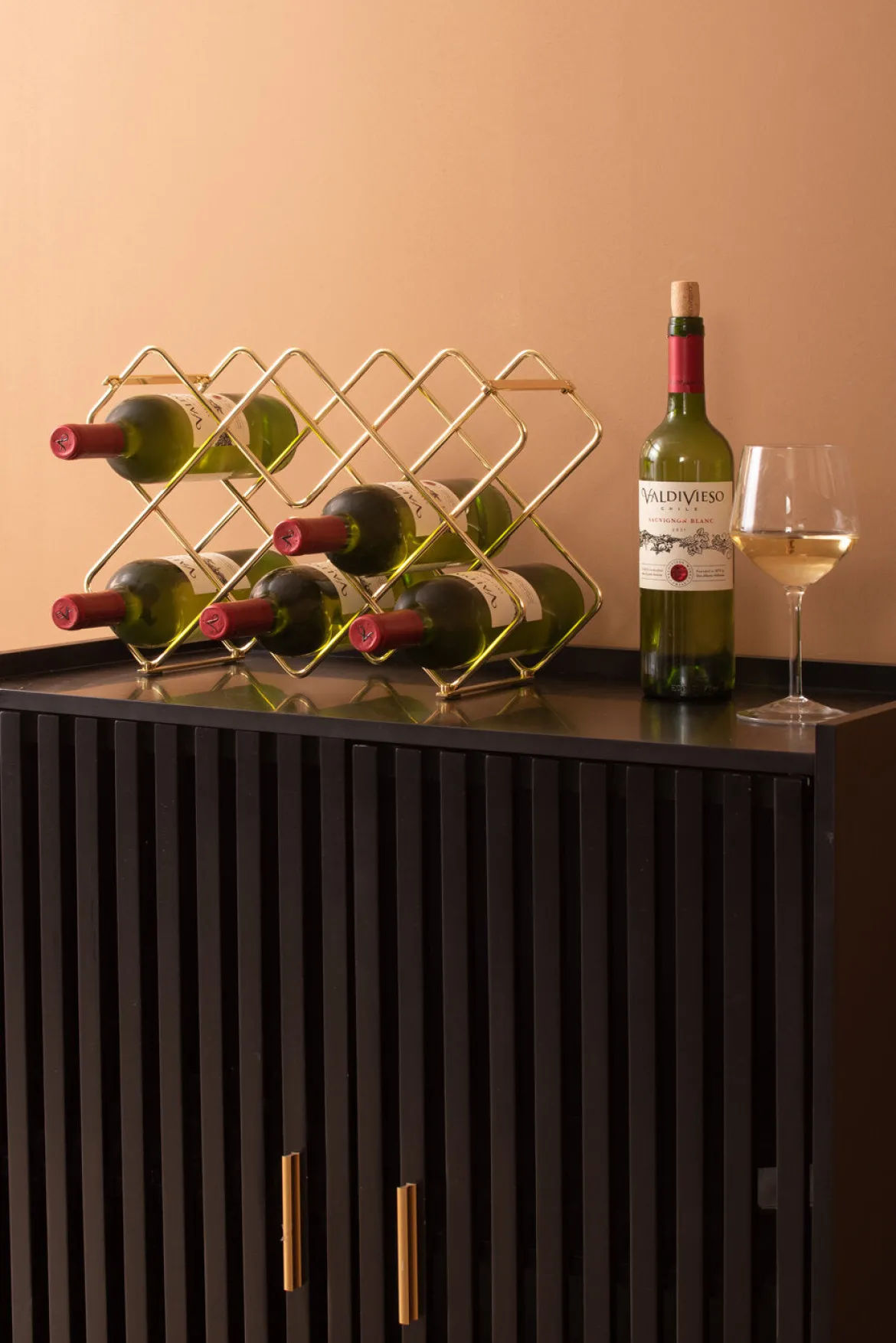 Metalowy stojak na wino DIAMONDS, 40,5 x 27,5 x 15,5 cm