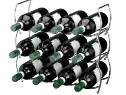 Metalowy stojak na wino - 3 sztuki w komplecie