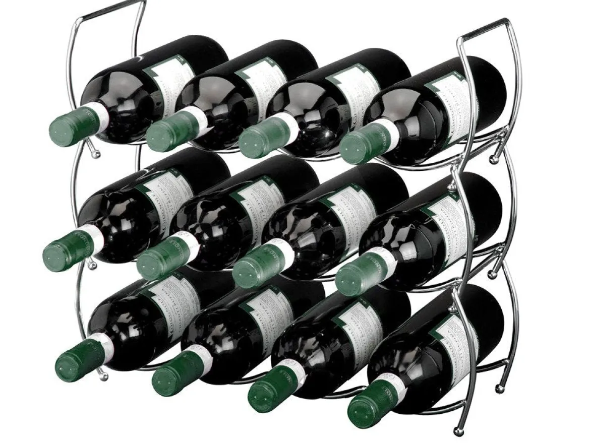 Metalowy stojak na wino - 3 sztuki w komplecie