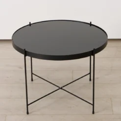 Metalowy stolik ze szklanym blatem, SHERIN, 40 cm
