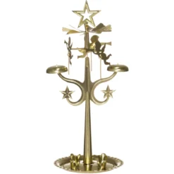 Metalowy świecznik z karuzelą na świece stożkowe, 28 cm