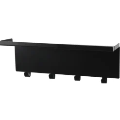 Metalowy wieszak ścienny ATRI, 12 x 45 x 16 cm, czarny