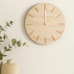 Minimalistyczny zegar ścienny SUM, wzór marmuru, Ø 30 cm
