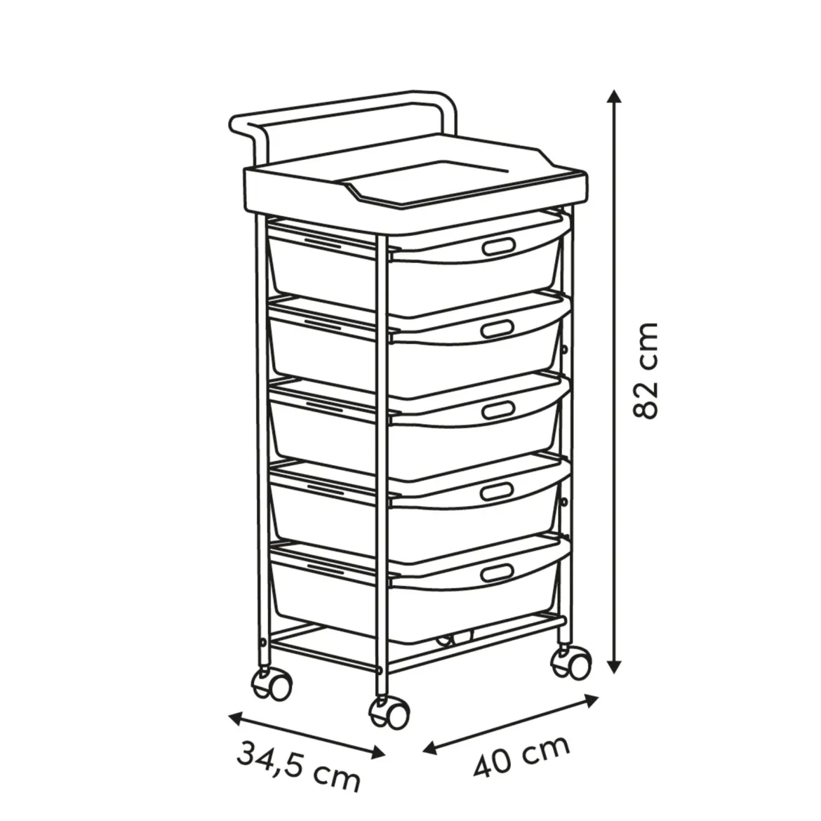 Mobilny organizer DESKOLOR, 6 szuflad, 82 cm