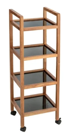 Mobilny regał z drewna akacji FONDI, 4 poziomy, wys. 101,5 cm