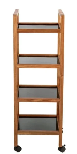 Mobilny regał z drewna akacji FONDI, 4 poziomy, wys. 101,5 cm